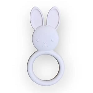 All Silicone Bunny Teething Ring - Pale Pink