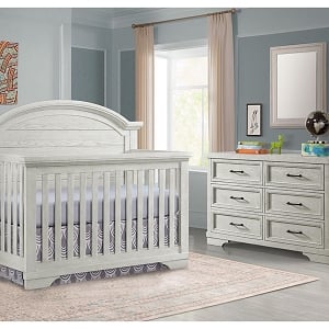 Westwood Foundry 2 Piece Nursery Set - Arched Crib and 6 Drawer in White Dove