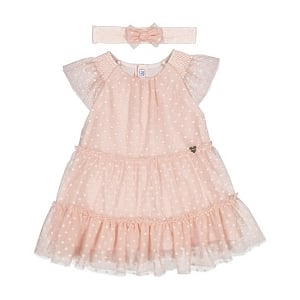 Mayoral Ruffle Dress & Headband - Pink