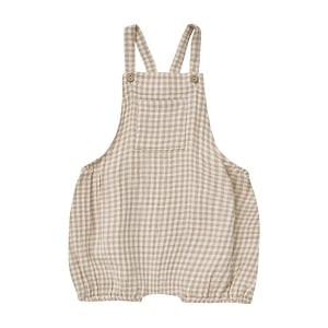 Quincy Mae Hayes Romper - Oat Gingham