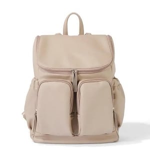 Signature Nappy Backpack - Oat Dimple Faux Leather
