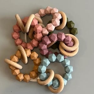 Abby Silicone & Beech Wood Rattle