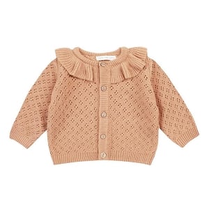 Quincy Mae Ruffle Collar Cardigan - Melon