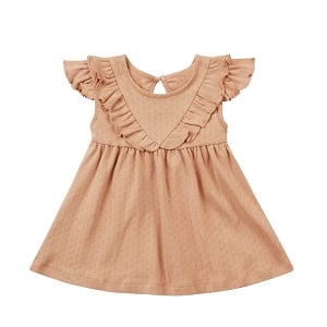 Quincy Mae Sleeveless Ruffle V Dress - Melon