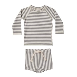 Quincy Mae Finn Zip Rashguard + Shorts - Lagoon Stripe