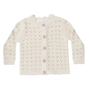 Quincy Mae Scalloped Knit Cardigan - Natural