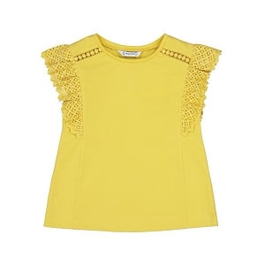Mayoral Short Sleeve Lace Shirt - Honey