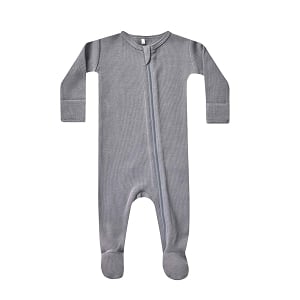 Quincy Mae Waffle Zip Footie - Lagoon
