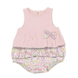 Mayoral Ruffle Floral Romper with Bow