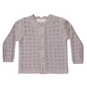 Quincy Mae Scalloped Knit Cardigan - Lavender