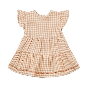 Quincy Mae Lily Dress - Melon Gingham