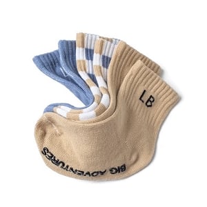 LB Sock 3-Pack - Beige/Sky Blue/Check