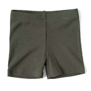 LB Ribbed Biker Shorts - Dark Moss
