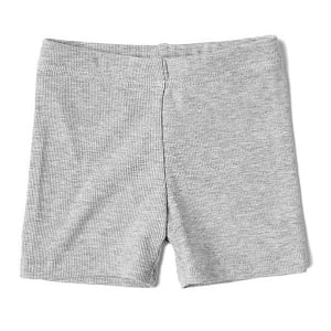 LB Ribbed Biker Shorts - Light Heather Grey