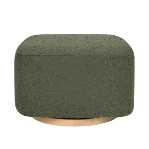 Babyletto Kiwi Gliding Ottoman - Olive Boucle with Light Wood Base