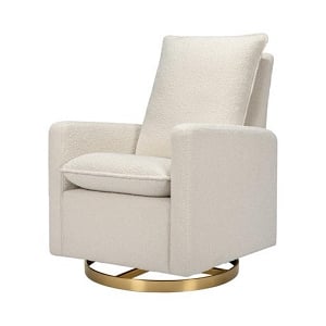 Babyletto Cali Pillowback Swivel Glider in Boucle - Ivory Boucle with Gold Base