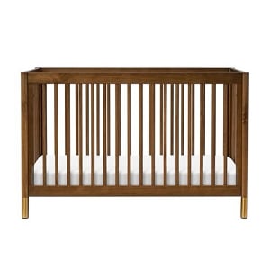 Babyletto Gelato 4-in-1 Convertible Crib with Toddler Bed Conversion Kit - Natural Walnut & Gold Feet