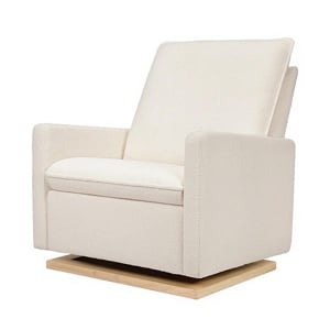 Babyletto Cali Pillowback Chair and a Half Glider in Fleece - Chantilly Fleece with Light Wood Base