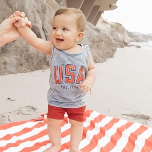 LB USA Tank Top - Blue Acid Wash