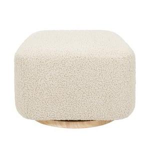 Babyletto Kiwi Gliding Ottoman - Almond Teddy Loop with Dark Wood Base