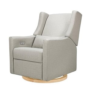 Babyletto Kiwi Glider Recliner - Performance Frost Eco-Twill with Light Wood Base