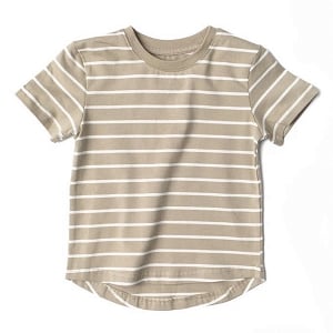 LB Pinstripe Tee - Khaki Green and White