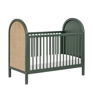 Babyletto Bondi Cane 3-in-1 Convertible Crib - Forest Green with Natural Cane