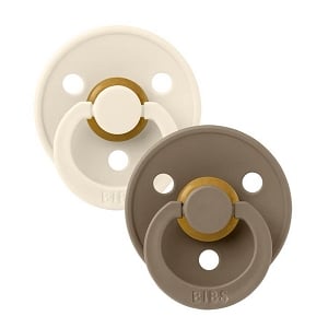 BIBS Pacifier 2 Pack Natural Rubber Latex - Ivory/Dark Oak