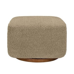 Babyletto Kiwi Gliding Ottoman - Latte Teddy Loop with Dark Wood Base