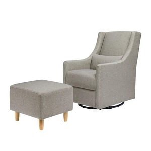 Babyletto Toco Swivel Glider and Ottoman in Eco-Performance Fabric - Performance Grey Eco-Weave