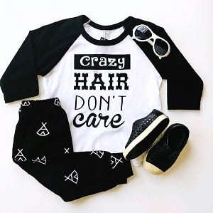 Crazy Hair Don't Care Baseball Tee