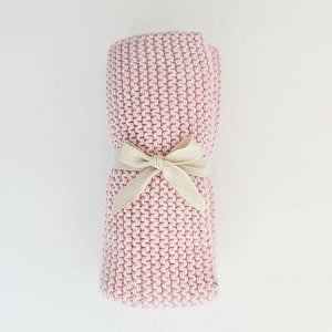 Blush Garter Stitch Knit Blanket