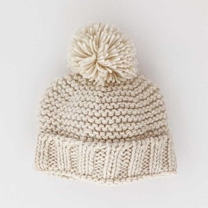 Pom Knit Beanie - Natural