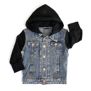 Black Hooded Denim Jean Jacket