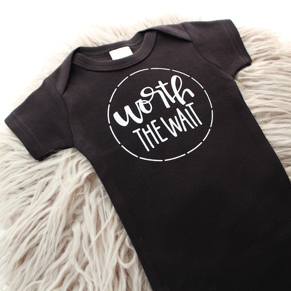Worth The Wait Onesie - Black & White