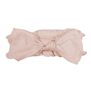 L'oved Baby Muslin Smocked Tie Headband - Rosewater