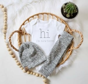 HI I'm New Here Onesie - Brushed Grey 
