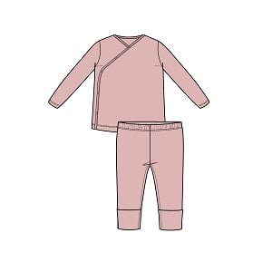 Ribbed Thermal Set with Roll Over Cuff Pants - Silver Pink