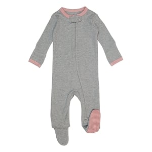 Organic Zipper Baby Footie - Mauve Heather