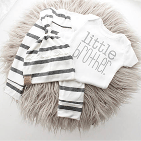 Little Brother Onesie - White & Grey
