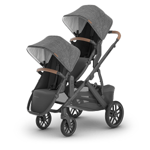 Uppababy Vista V2 Stroller + RumbleSeat V2+ - Greyson - Charcoal Mélange | Carbon Frame | Saddle Leather